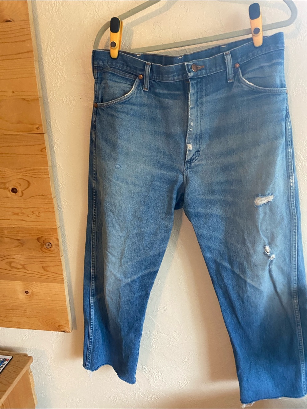 Wrangler Blue Straight-Leg Jeans with Light Distressing